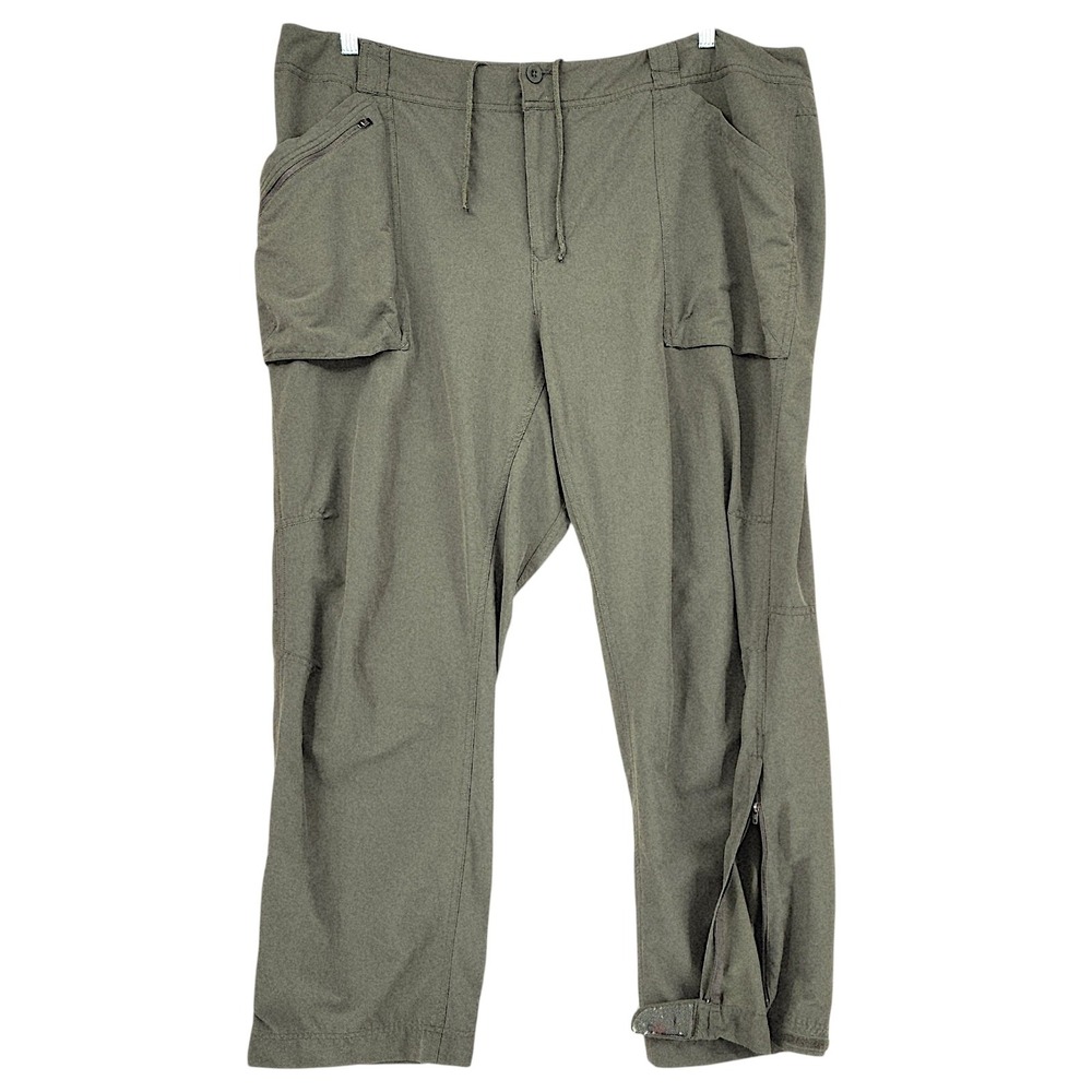 REI Cargo Pants 22W Women Olive Green Nylon Stretch UPF Hiking Utility Gorpcore